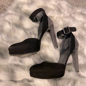 Platform heels with ankle strap.